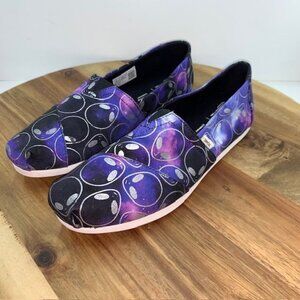 Toms Womens Size 8 Canvas Toms Multicolored Sliver Aliens Galaxy slip on Shoes